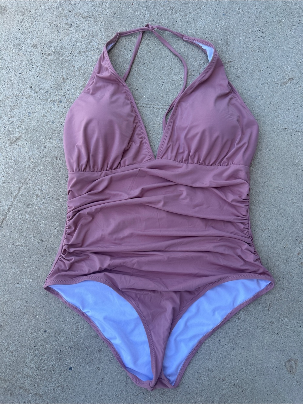Cupshe Mauve Pink Halter One-Piece Swimsuit